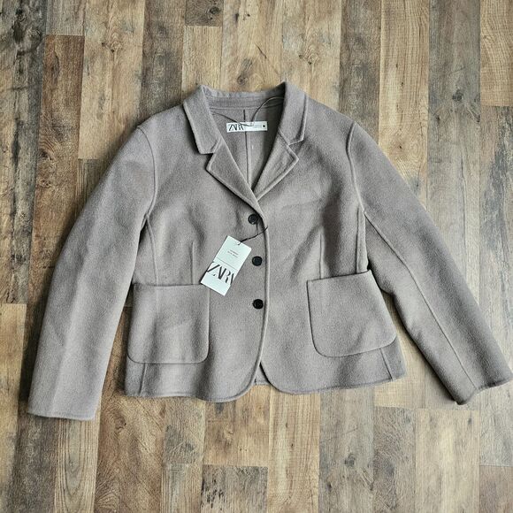 Zara Jackets & Blazers - NWT ZARA DOUBLE FACED FITTED Wool Blend BLAZER  XXL Gray Pockets  Coat
